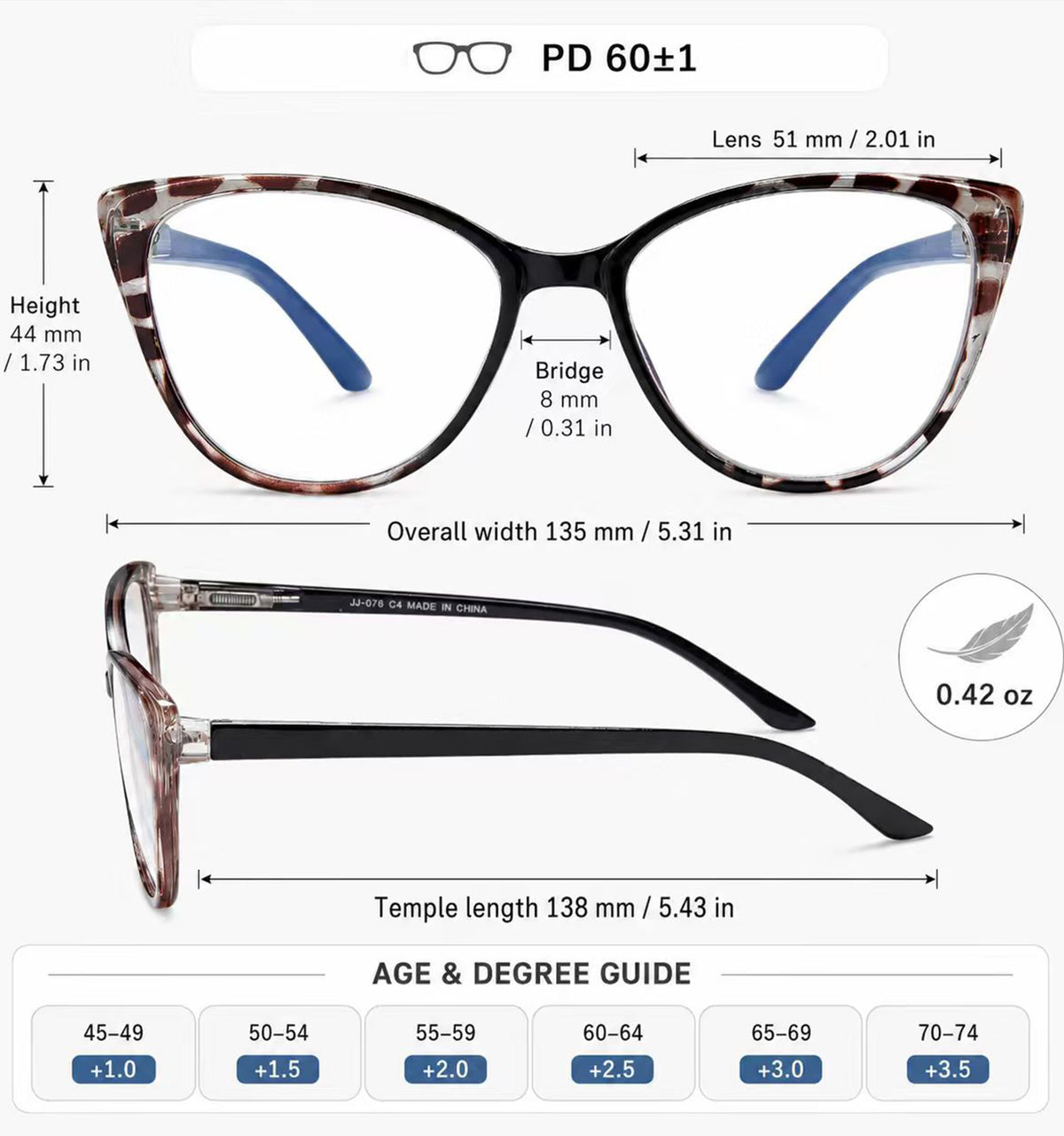 5-Pack Fashion Cat-Eye Blue-Light Readers for Women - product photo 4