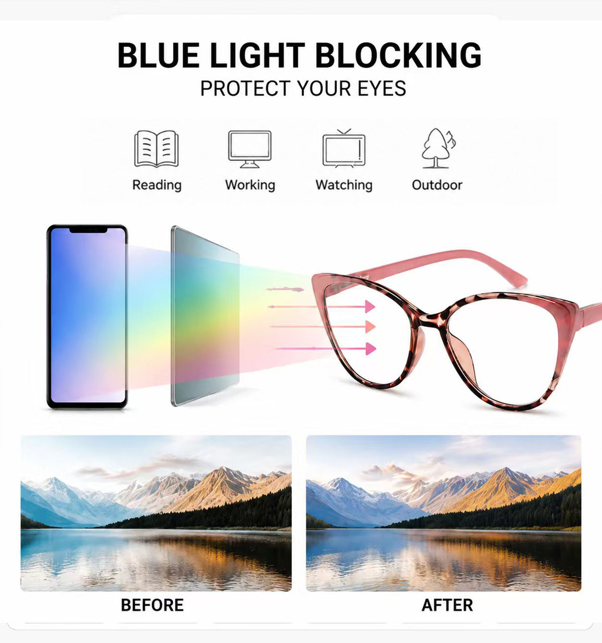 5-Pack Fashion Cat-Eye Blue-Light Readers for Women - product photo 7