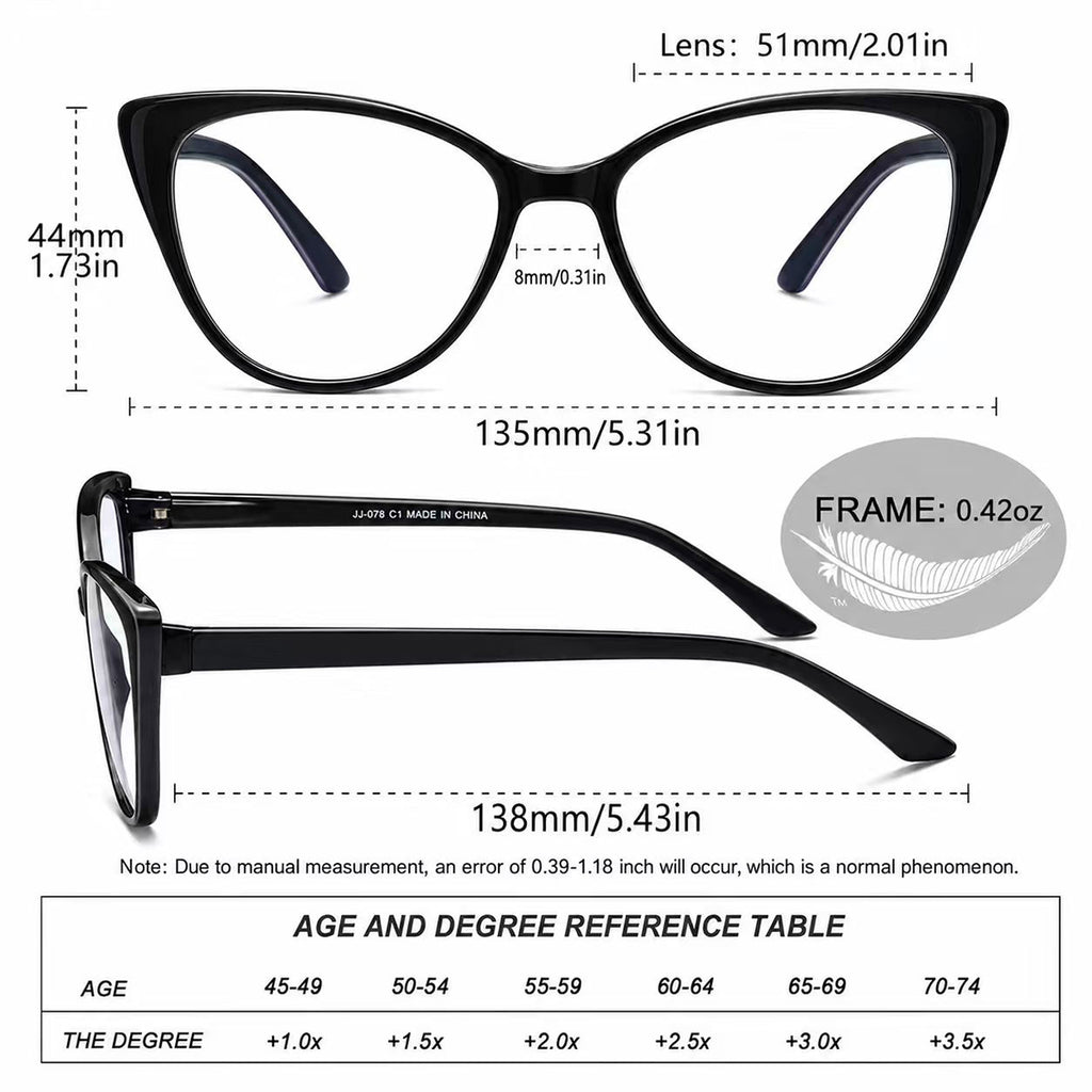 EYEURL 5 Pack Reading Glasses for Women-Cat Eye Blue Light Blocking Readers Fashion Computer Glasses with Spring Hinge Anti-Glare Readers for Women