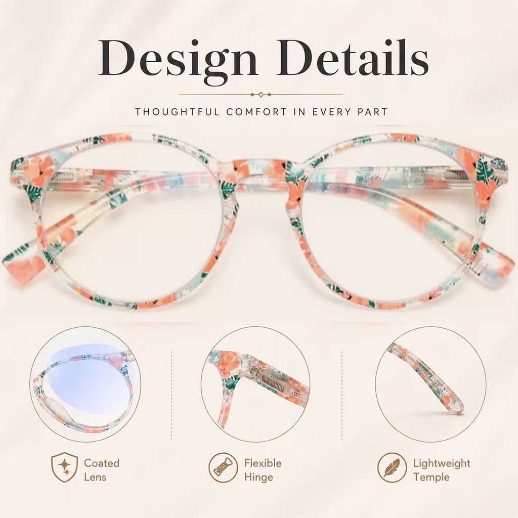 EYEURL Round Reading Glasses for Women 4-Pack Blue Light Glasses Colorful Round Computer Readers