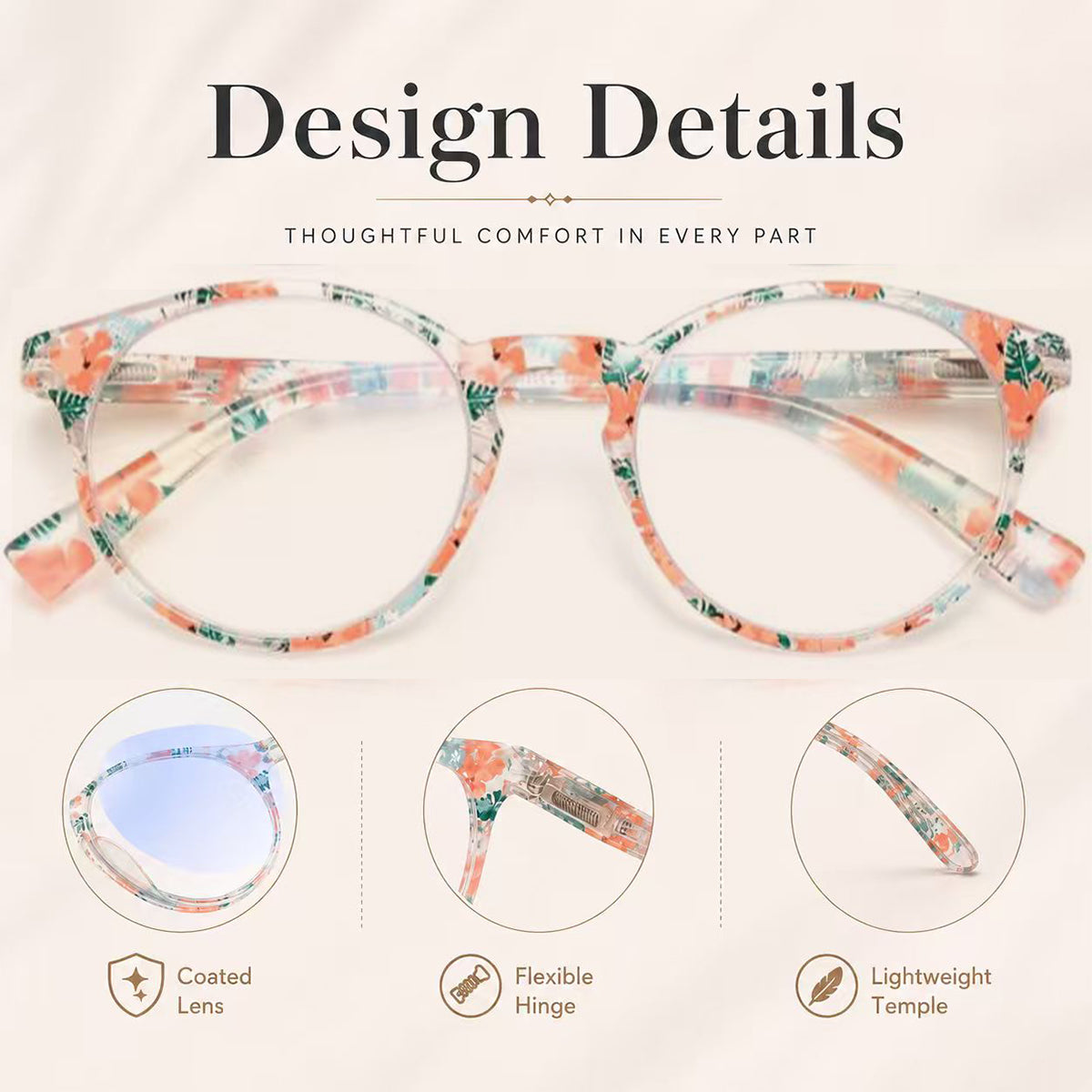 4-Pack Colorful Round Blue-Light Readers for Women - product photo 6