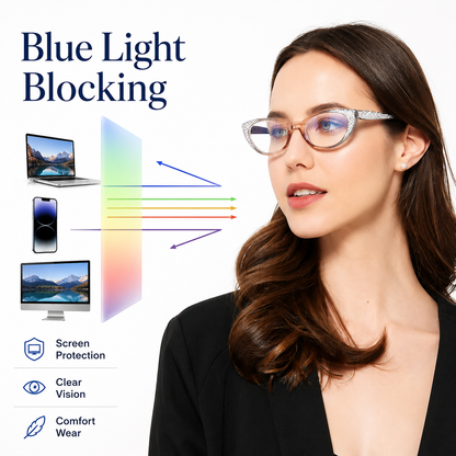 EYEURL Cat Eye Reading Glasses for Women – 4 Pack Blue Light Blocking Fashion Readers with Flexible Spring Hinges, Anti-Glare and UV Protection Eyewear