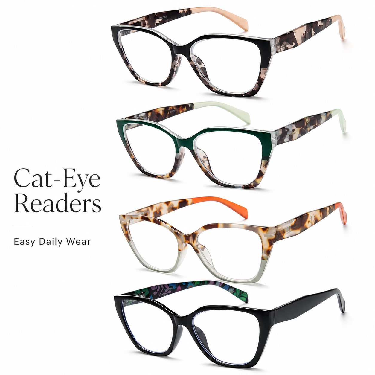 EYEURL 4 Pack Reading Glasses for Wome Oprah Cat Eye Reading Glasses Men Blue Light Glasses Readers for Women