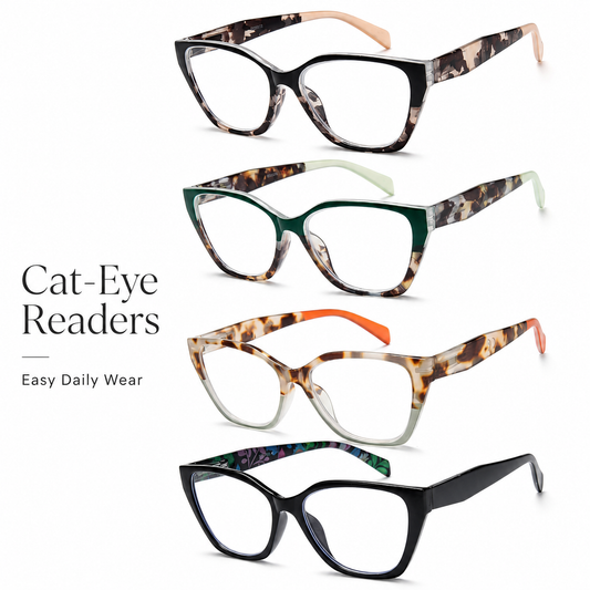 EYEURL 4 Pack Reading Glasses for Wome Oprah Cat Eye Reading Glasses Men Blue Light Glasses Readers for Women