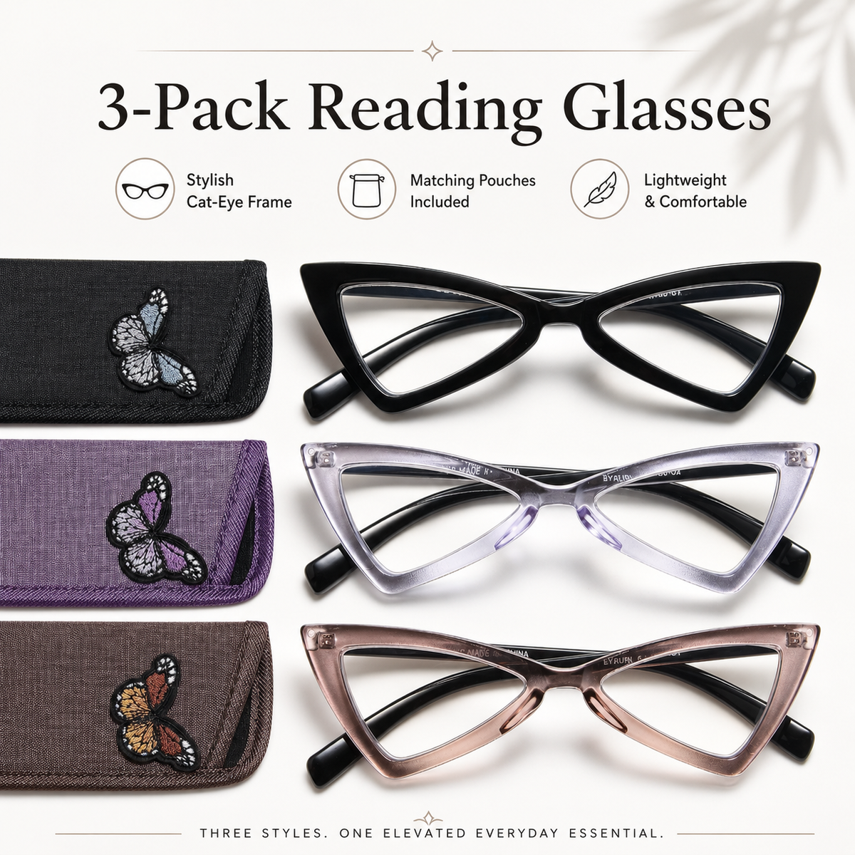 3-Pack Oversized Cat-Eye Blue-Light Readers for Women - product photo 1