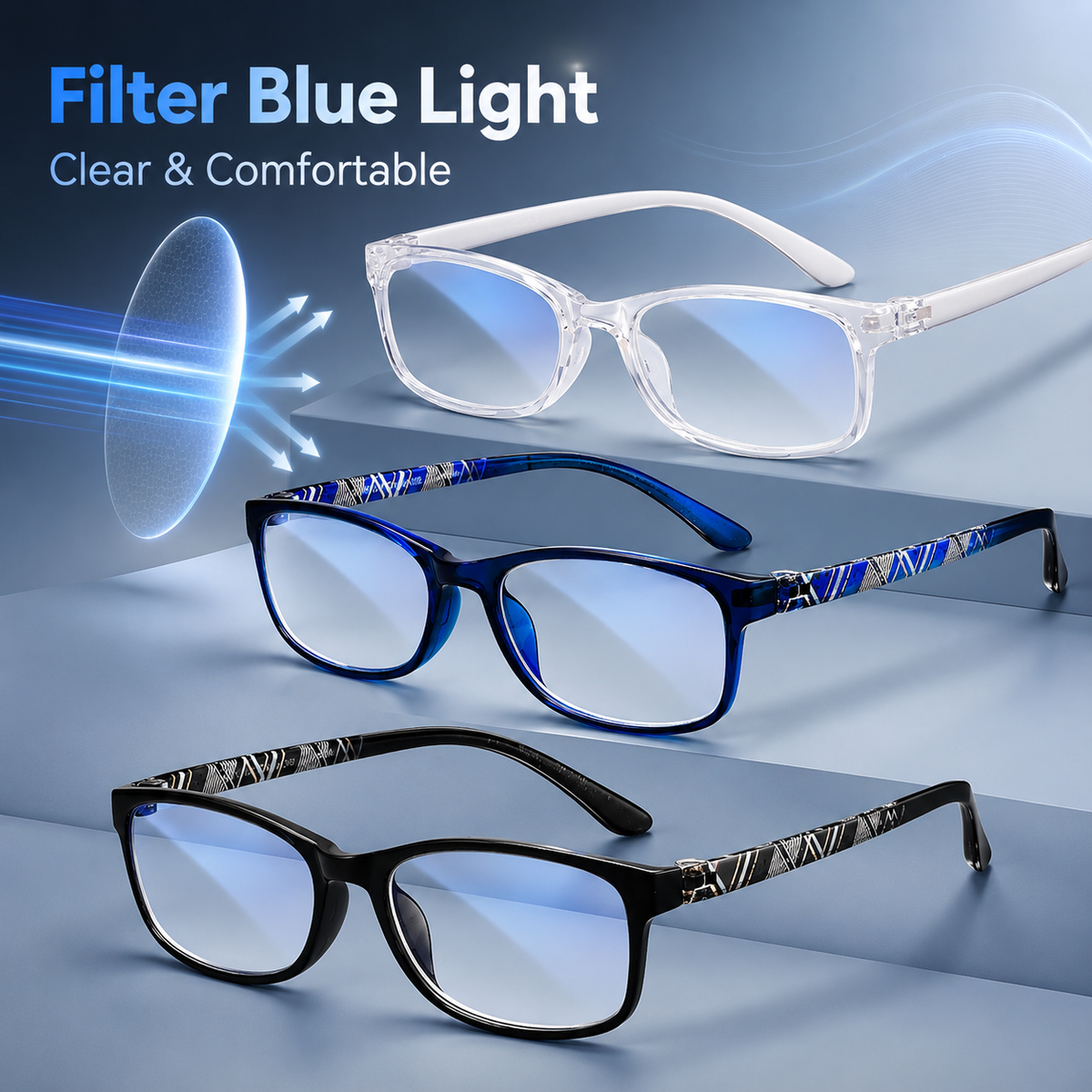 3-Pack Blue-Light Readers for Men & Women - product photo 3