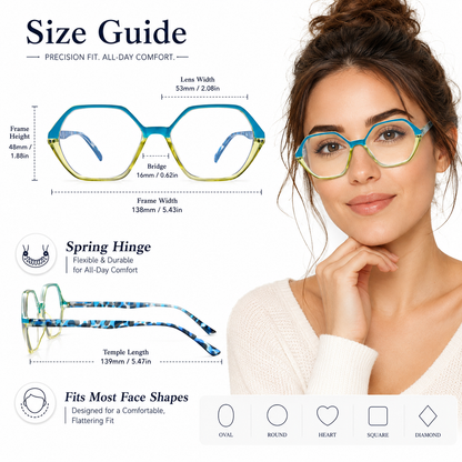EYEURL Blue Light Blocking Diamond Shaped Reading Glasses – 4 Pack Vintage Computer Readers for Women and Men, Anti-Glare Lightweight Eyewear