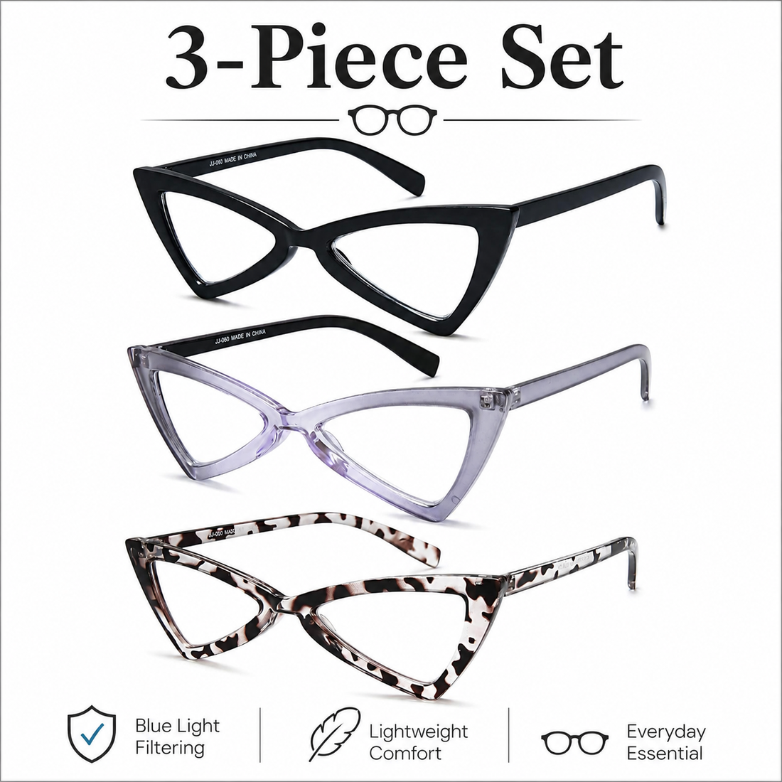 3-Pack Oversized Cat-Eye Blue-Light Readers for Women - product photo 2