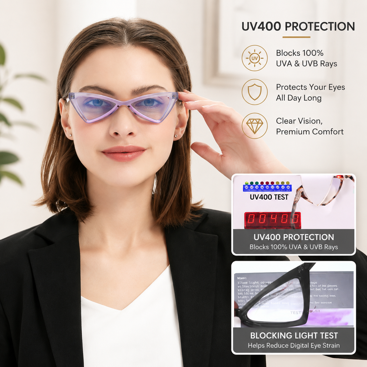 4-Pack Oversized Cat-Eye Blue-Light Readers for Women - product photo 7