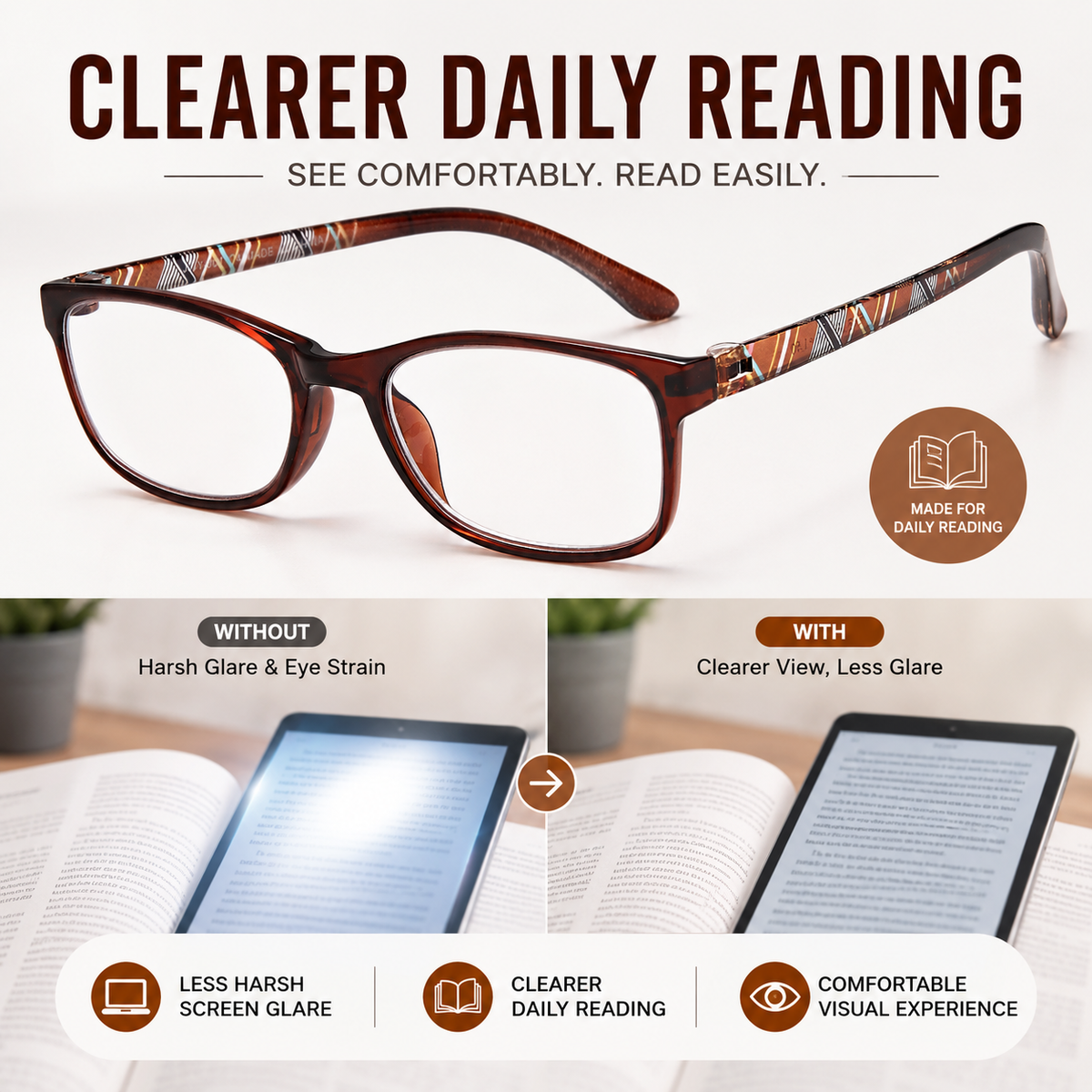 2-Pack Classic Blue-Light Readers for Women – Brown & Green - product photo 4