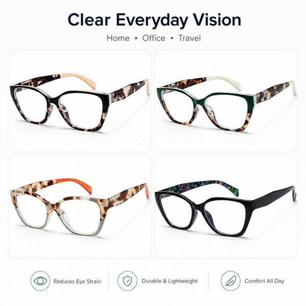 EYEURL 4 Pack Reading Glasses for Wome Oprah Cat Eye Reading Glasses Men Blue Light Glasses Readers for Women