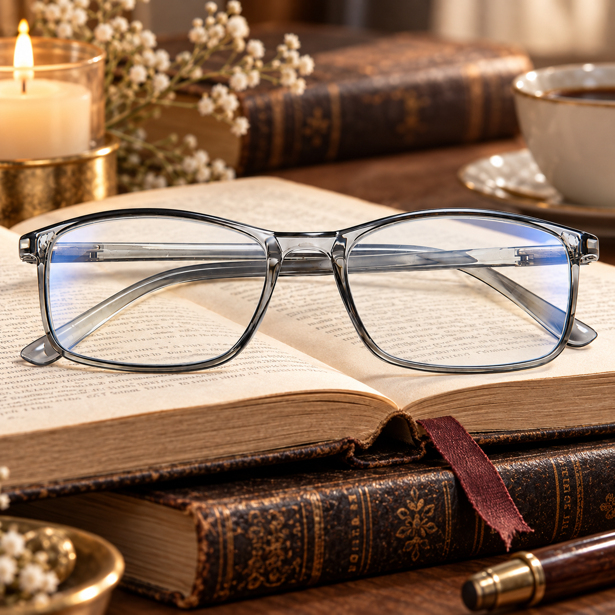 Rectangle Blue-Light Readers for Men & Women – Black & Gray