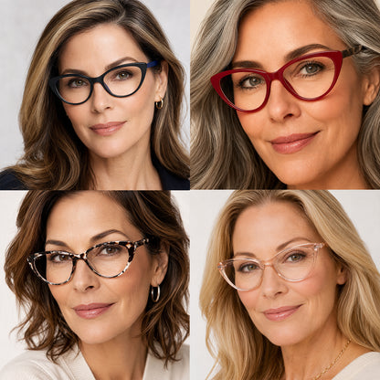 EYEURL 4 Pack Cat Eye Reading Glasses for Women – Blue Light Blocking Fashion Computer Readers, Anti-Glare Lightweight Eyeglasses