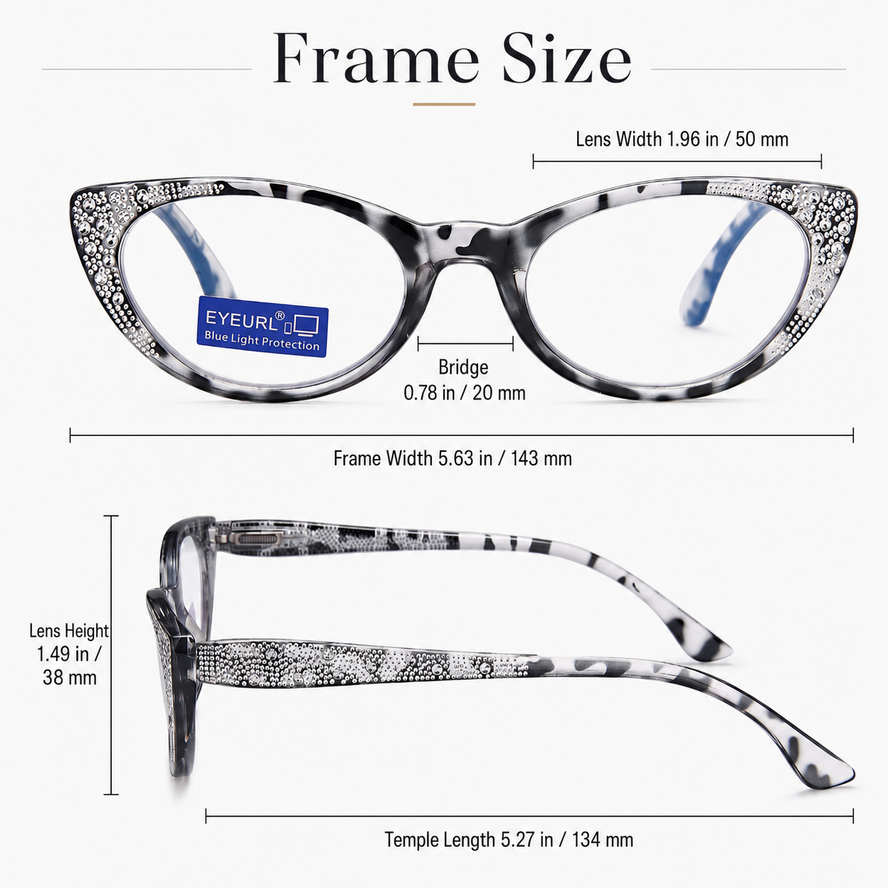 EYEURL Cat Eye Reading Glasses for Women Blue Light Blocking 4 Pack Computer Readers Spring Hinge Anti UV Fashion Lightweight Frames Eyeglasses