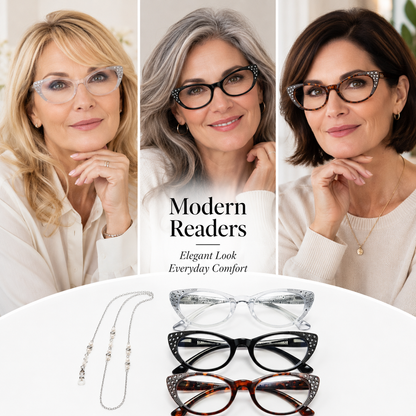 EYEURL Cat Eye Reading Glasses for Women – 3 Pack Blue Light Blocking Fashion Readers with Spring Hinges, Anti-Glare and UV Protection Eyewear