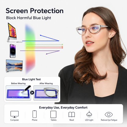 EYEURL Cat Eye Reading Glasses for Women – 4 Pack Blue Light Blocking Fashion Computer Readers with Spring Hinges, Anti-Glare Stylish Eyewear for Office and Daily Use