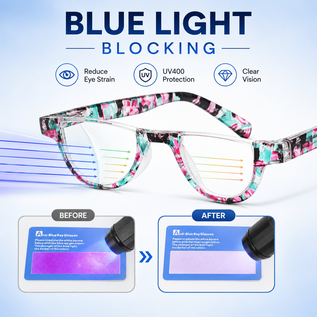 EYEURL Half Frame Reading Glasses women-4 Pack Blue Light Blocking Glasses Fashion Rimless Computer Readers for women/men