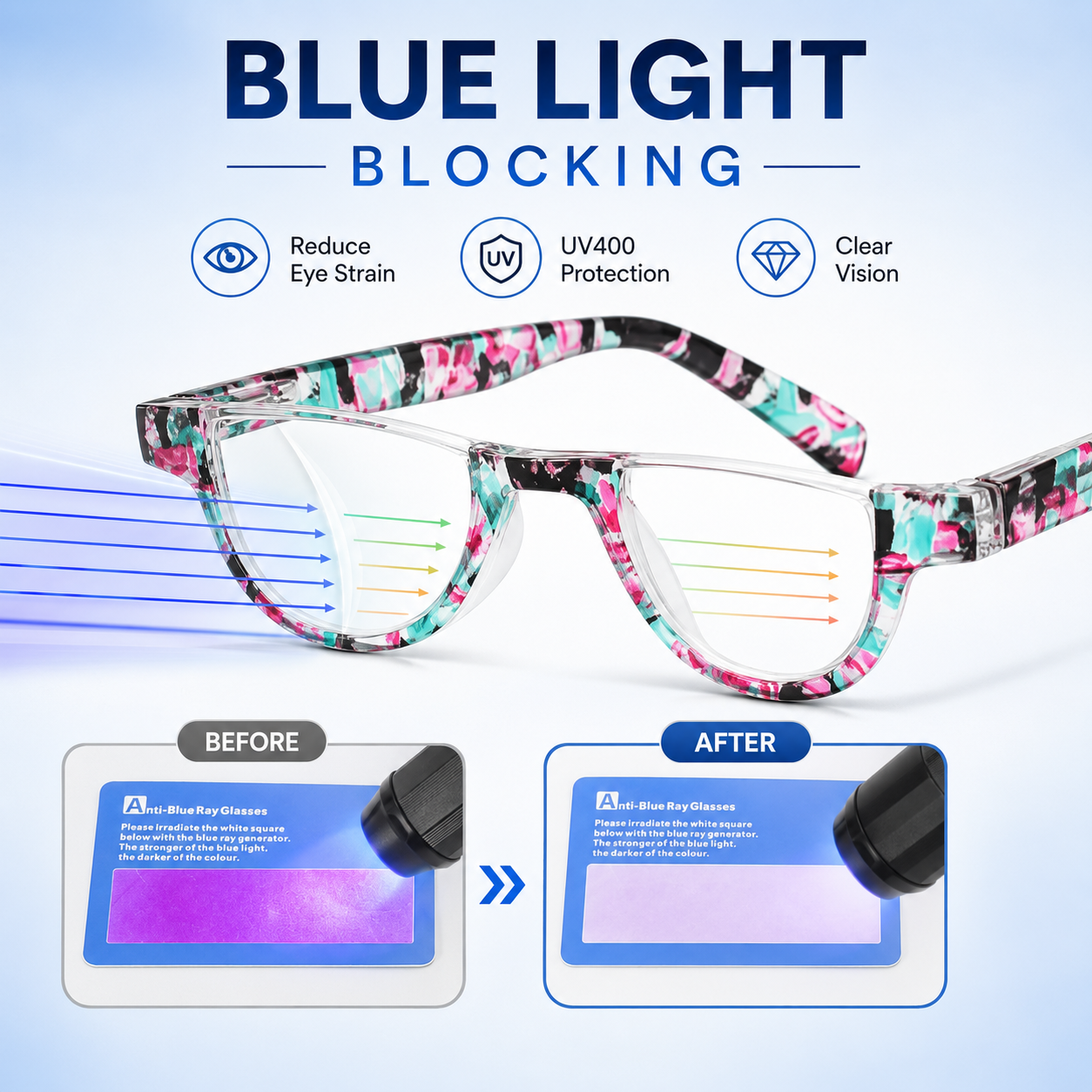 EYEURL Half Frame Reading Glasses women-4 Pack Blue Light Blocking Glasses Fashion Rimless Computer Readers for women/men