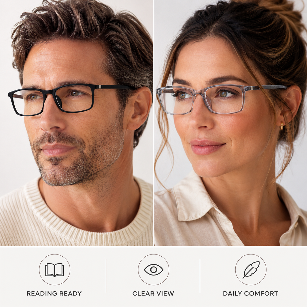 Unisex Professional Reading Glasses – Blue Light Filter Computer Readers with Spring Hinges, Anti Glare and UV Protection Lenses