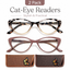 EYEURL Stylish Cat Eye Reading Glasses for Women – 2 Pack Blue Light Blocking Readers, Comfortable Spring Hinge Design