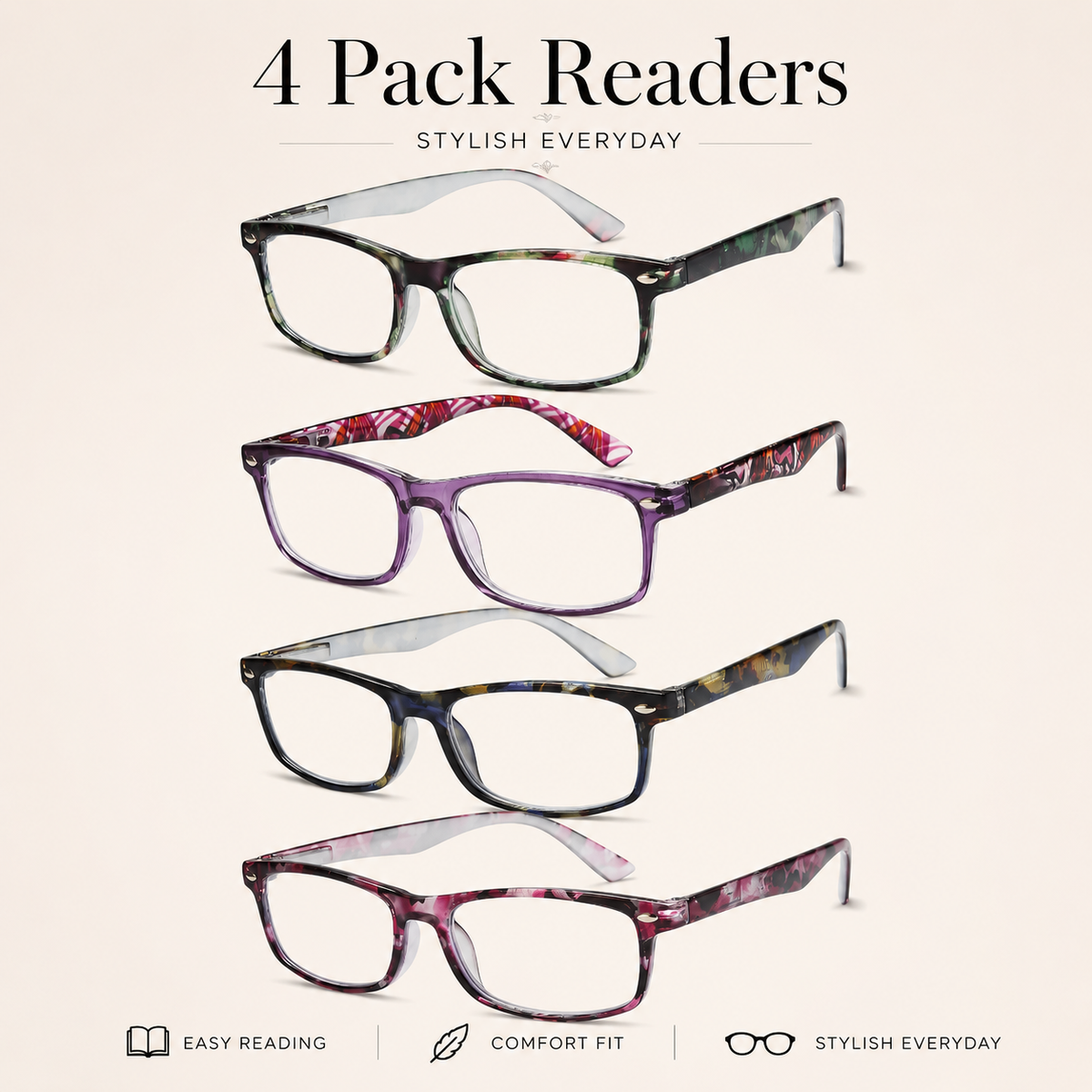 4-Pack Fashion Blue-Light Readers for Men & Women - product photo 3