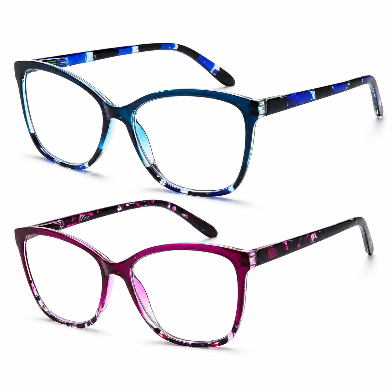 EYEURL Reading Glasses for Women,4-Pack Ultra-Light Slim Frames Blue Light Glasses,Spring Hinge Fashion Pattern Print Blue Light Readers for Women(Multicolor, 1.0x)