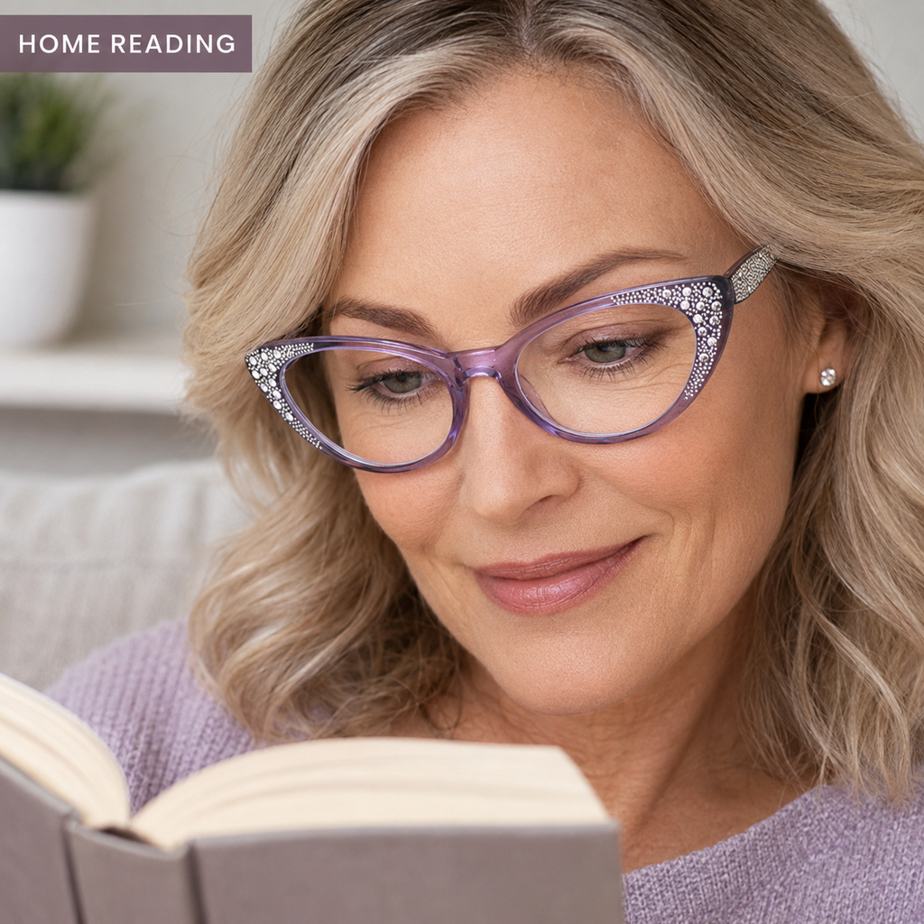 EYEURL Cat Eye Reading Glasses 3-Pack – Blue Light Blocking Computer Readers for Women, Rhinestone Frame Design, Anti UV & Anti Glare Eyeglasses