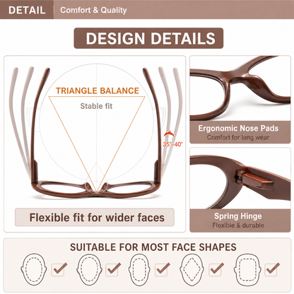 EYEURL Reading Glasses for women Oval Blue Light Blocking Glasses Computer Readers for Women Anti-Glare/UV Rays Eyeglasses with Spring Hinges 1.00