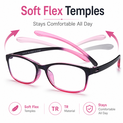 EYEURL 2 Pack Reading Glasses for Women – Blue Light Blocking TR90 Frame Readers, Lightweight Anti Eyestrain Computer Eyewear