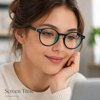 EYEURL 4-Pack Round Reading Glasses for Women Men Neck Hanging Small Blue Light Glasses Retro Round Computer Glasses With Spring Hinges TR90 Lightweight Readers for Women 3.0