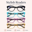 EYEURL Cat Eye Reading Glasses for Women Blue Light Blocking Readers Pack of 4, Computer Glasses with Pattern Design, 2.50 Magnification, Durable Plastic Frame with Spring Hinges, Anti UV Rays