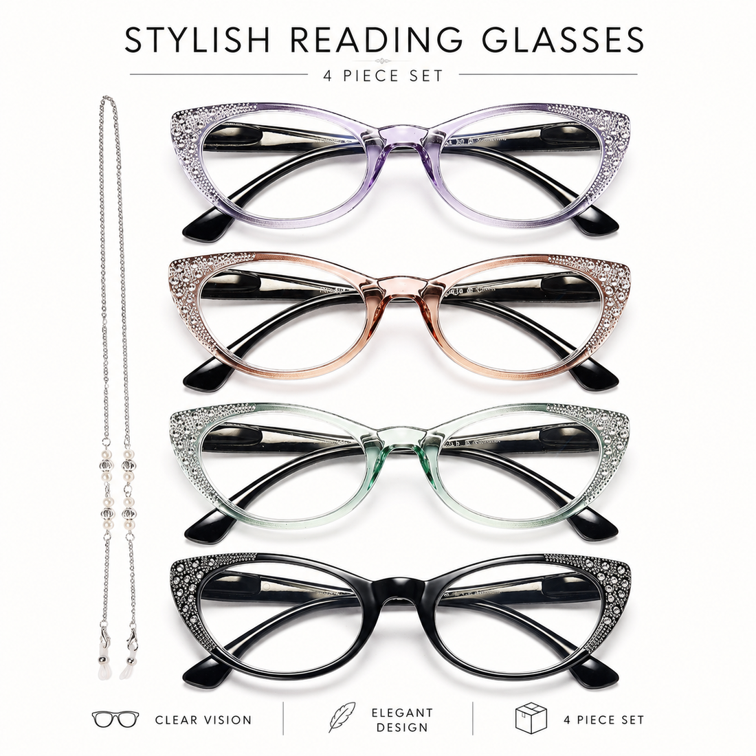 4-Pack Fashion Cat-Eye Blue-Light Readers for Women - product photo 1