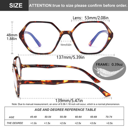 EYEURL Blue Light Blocking Diamond Shaped Reading Glasses – 4 Pack Vintage Computer Readers for Women and Men, Anti-Glare Lightweight Eyewear