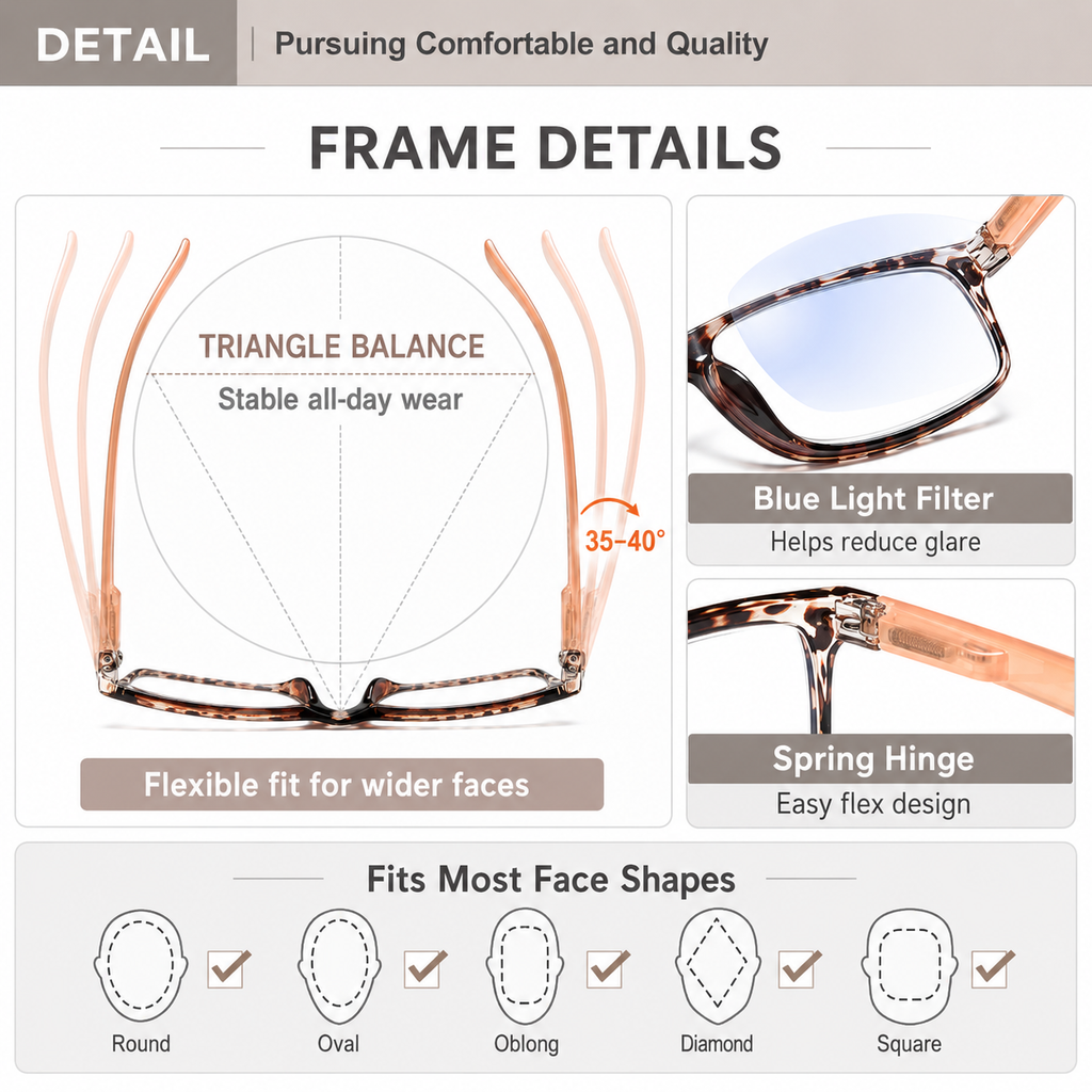 Stylish Reading Glasses for Women – Blue Light Blocking Readers, Fashion Eyeglasses Cheaters for Everyday Comfort