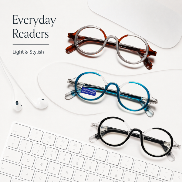 Unisex Retro Round Reading Glasses – Fashion Color Frame Blue Light Blocking Readers, Spring Hinges for Comfort and Eye Protection