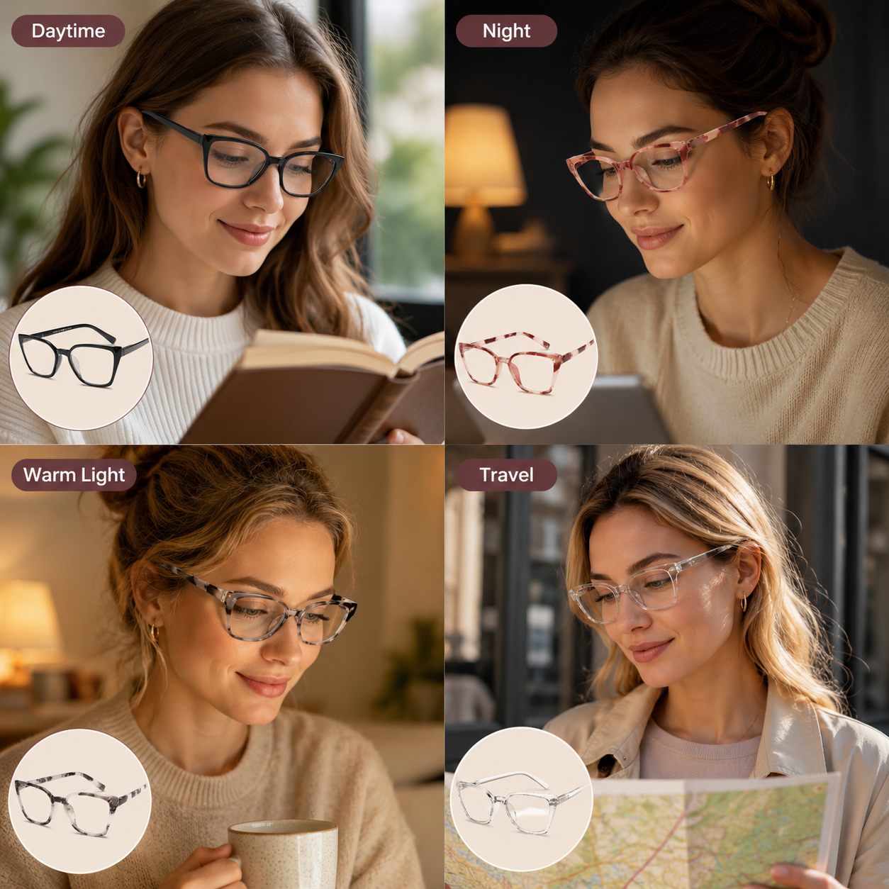 EYEURL 4-Pack Cat Eye Reading Glasses for Women – Fashion Blue Light Blocking Readers, Comfortable Ladies Computer Eyeglasses for Everyday Use