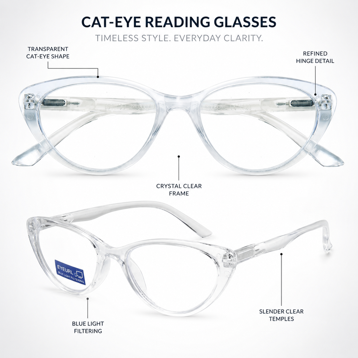 4-Pack Cat-Eye Blue-Light Readers for Women – Black & Blue - product photo 4