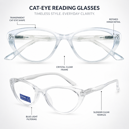 EYEURL 4 Pack Fashion Cat Eye Reading Glasses for Women – Blue Light Blocking Computer Readers, Anti-Glare Comfortable Eyeglasses