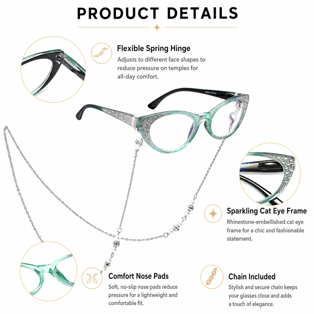EYEURL Cat Eye Reading Glasses for Women Blue Light Blocking 3 Pack Ladies Computer Readers with Spring Hinge Lightweight Eyeglasses Anti Eyestrain 2.75