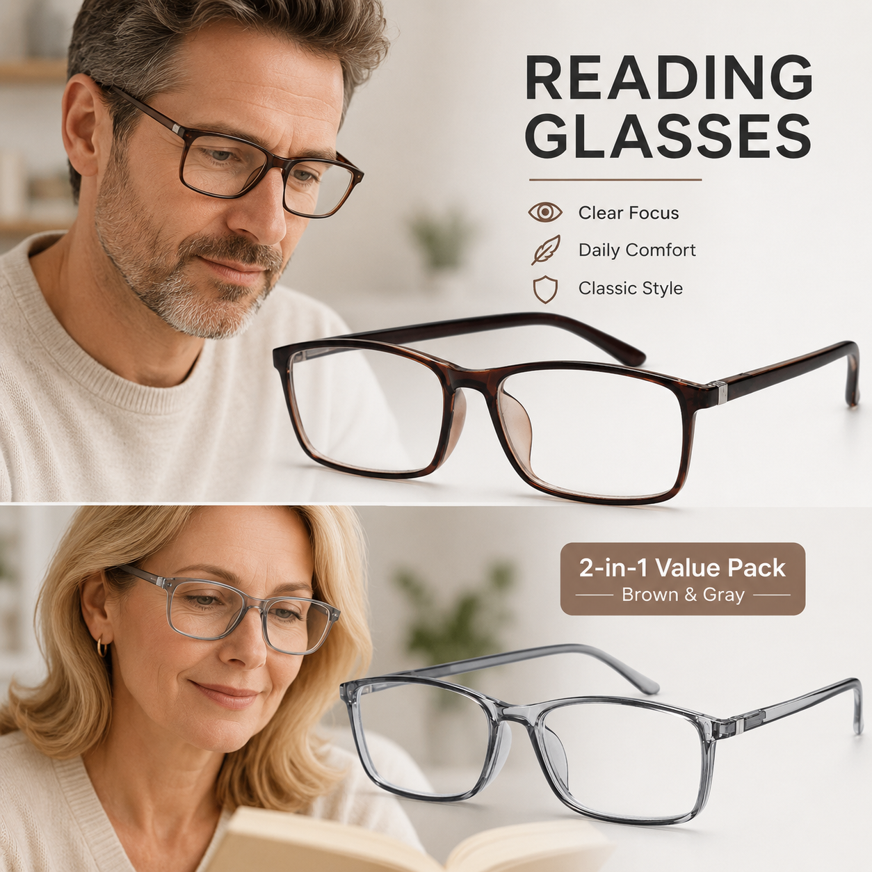 Blue Light Blocking Reading Glasses for Men & Women – Professional Computer Readers with Spring Hinges for Eye Comfort and Clarity