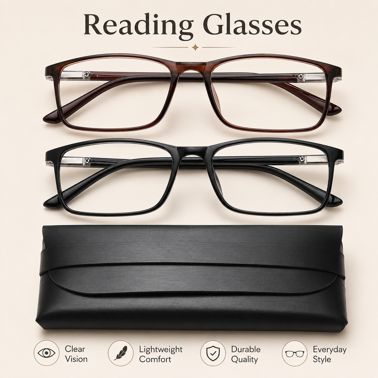 High-Quality Professional Readers for Men & Women – Blue Light Blocking Computer Glasses with Durable Spring Hinges, Anti Glare UV Filter Main image
