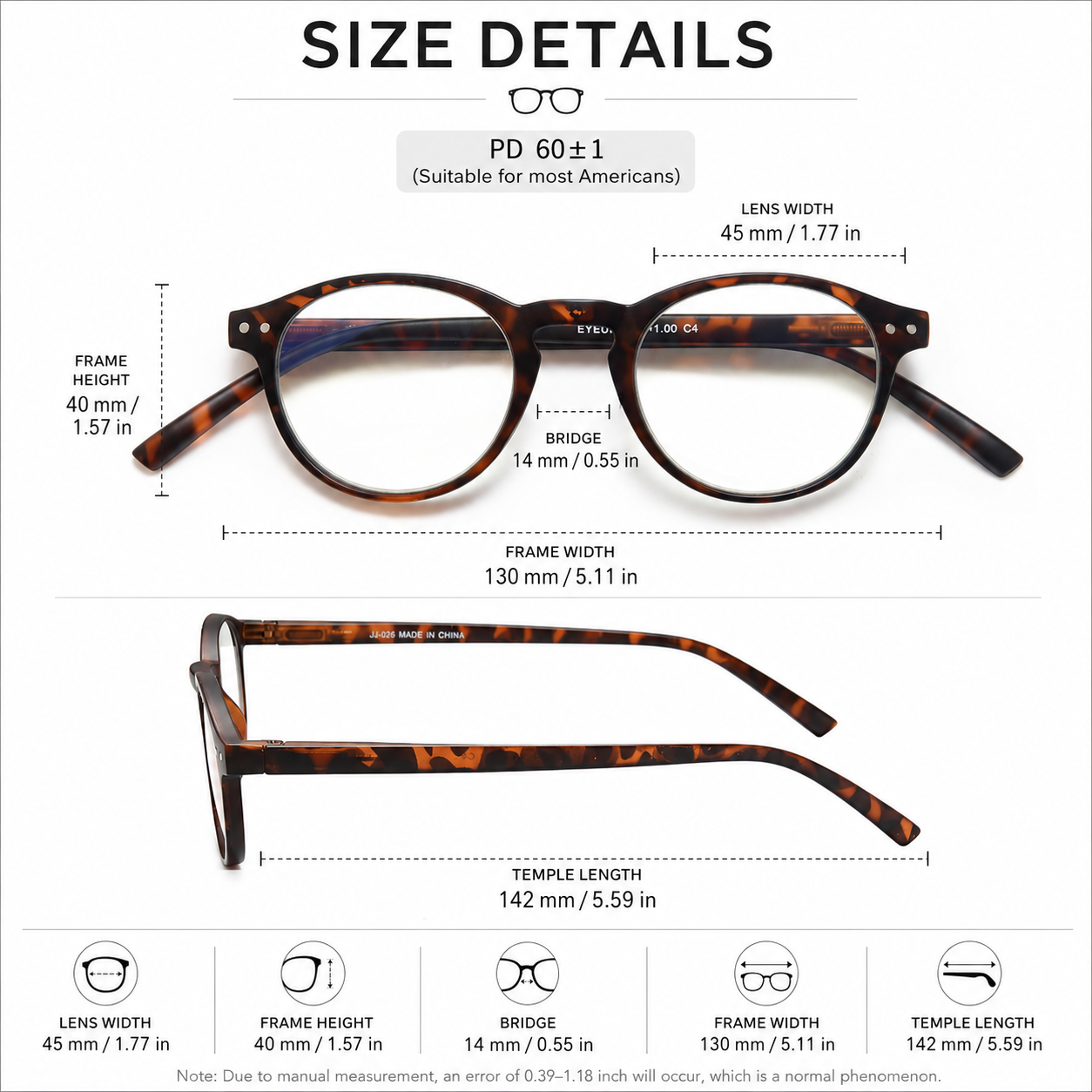 EYEURL 4-Pack Small Round Reading Glasses for Women Men Neck Hanging Blue Light Blocking Eyeglasses TR90 Readers for Women Secondary image