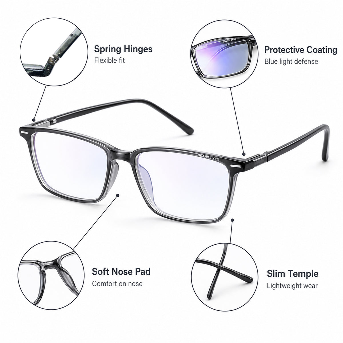 Classic Full-Rim Blue-Light Readers for Men & Women – Black - product photo 7