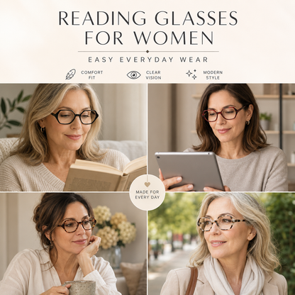 EYEURL Vintage Diamond Frame Reading Glasses for Women – 4 Pack Blue Light Blocking Computer Readers with Spring Hinges, Anti-Glare Lightweight Eyeglasses