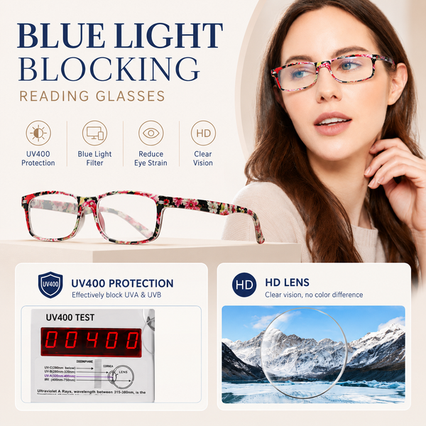 Blue Light Blocking Reading Glasses for Women – Trendy Cheaters with Stylish Frame Design, Comfortable Ladies Eyeglasses