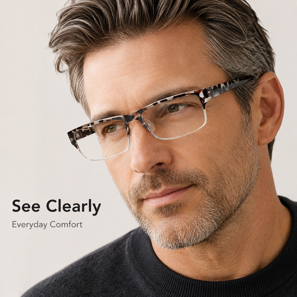 EYEURL 4-Pack Half Frame Reading Glasses for Women Blue Light Blocking Computer Readers for Men Lightweight Rectangle Semi Rimless Computer Glare/UV Half Frame Spring Hinge Eyeglasses,1.5