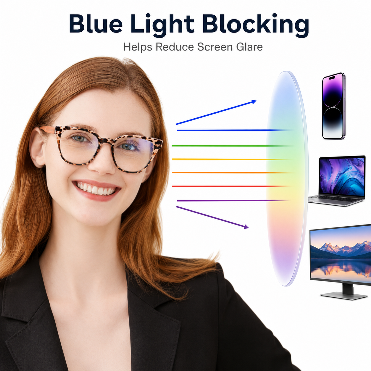 EYEURL 5-Pack Cat Eye Reading Glasses for Women – Fashionable Blue Light Blocking Reading Glasses with Square Frames, Spring Hinges & Magnification