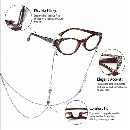 EYEURL Cat Eye Reading Glasses for Women – 4 Pack Blue Light Blocking Fashion Computer Readers with Spring Hinges, Anti-Glare Stylish Eyewear for Office and Daily Use