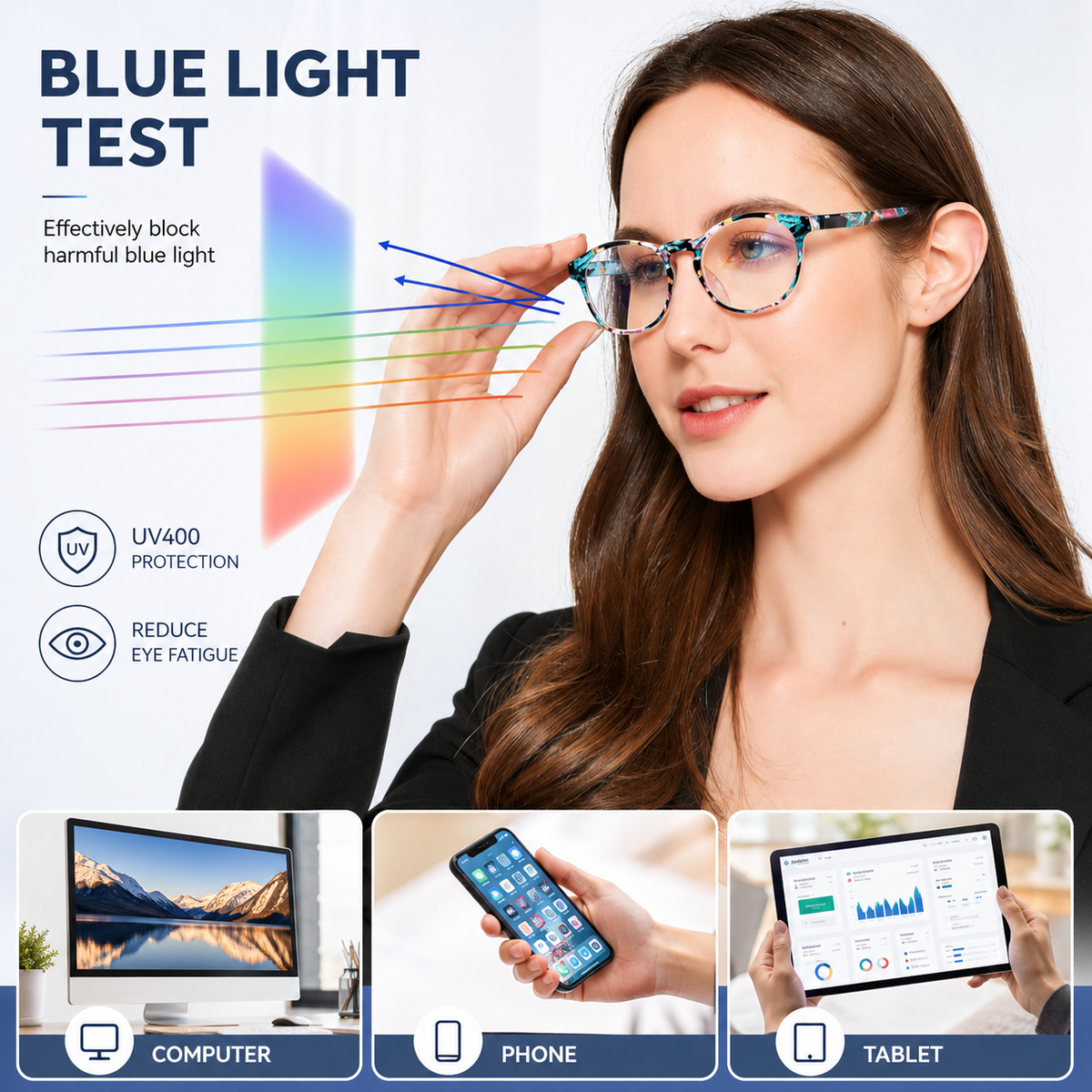 4-Pack Colorful Round Blue-Light Readers for Women - product photo 8