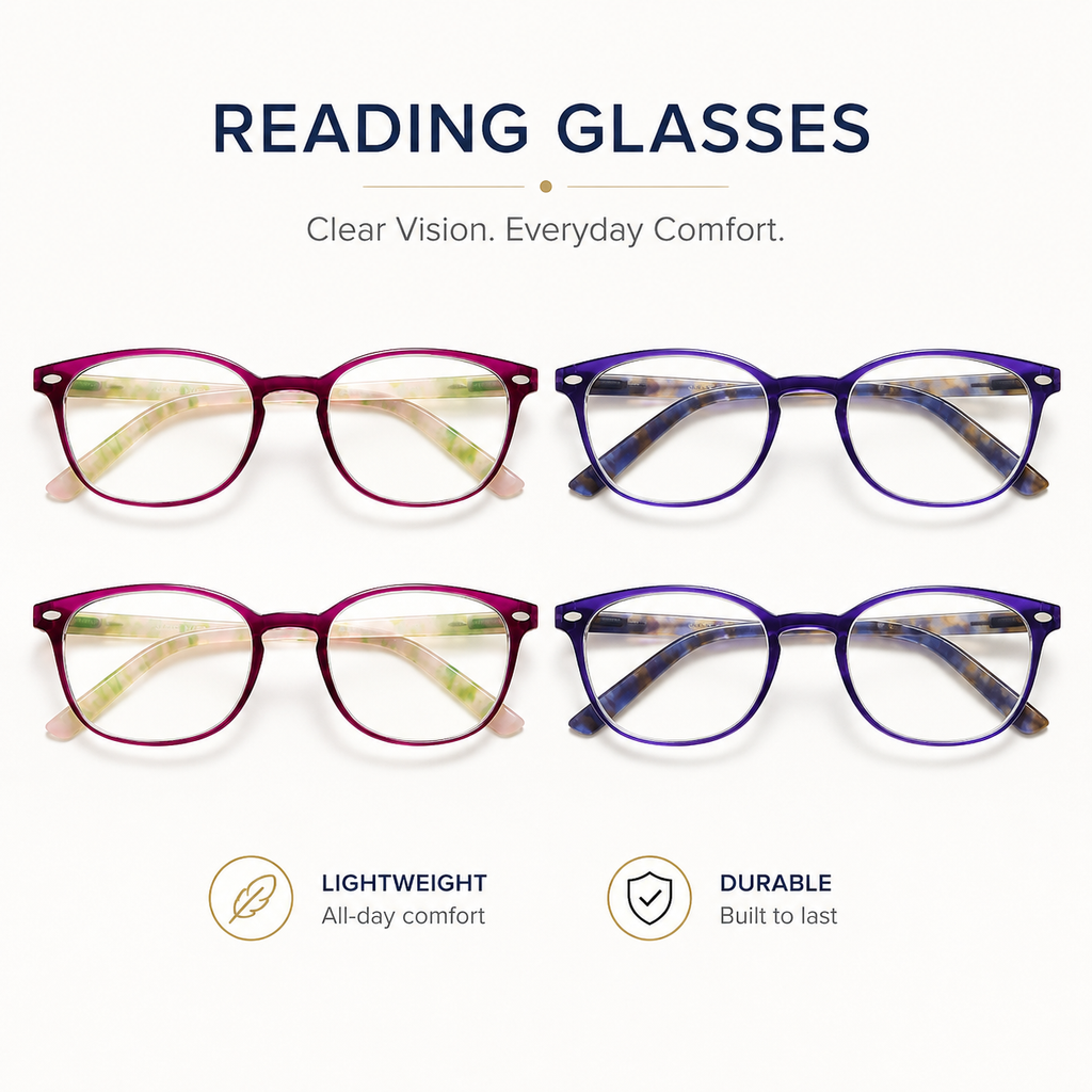 EYEURL Blue Light Blocking Reading Glasses Women, 4-Pack Spring Hinge Computer Readers,Anti UV Ray Square Nerd Eyeglasses +3.00